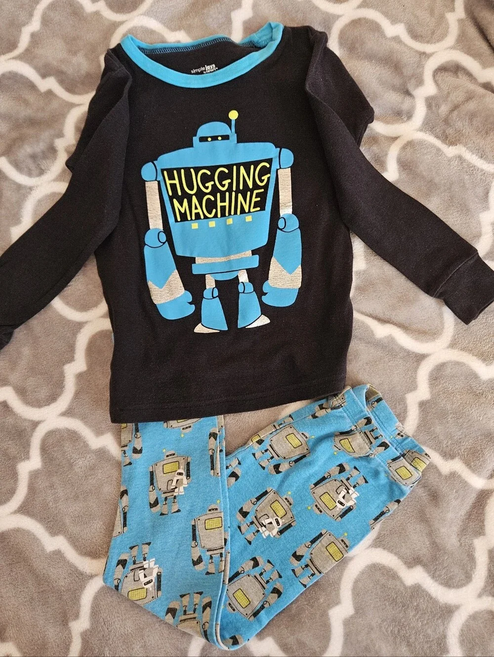 Carter's Black and Blue 'Hugging Machine' Robot Pajama Set 4T